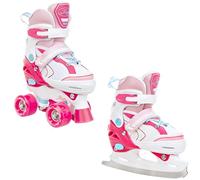 Raven - Patins à roulettes Lia Quad du 27 au 30 Adulte Enfant Blanc/Rose Mixte Taille Ajustable Raven Femme Fille Roller Quad Adulte Enfant