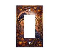 Raven Plaque de protection pour interrupteur, style art nouveau, citrouilles saisonnières, feuilles d'automne, orange, décoration pour la maison, le salon, la chambre à coucher, la salle de bain