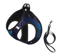 Raven Plume Print Gilet Halloween pour petits chiens | Harnais effrayant en maille avec sangles réfléchissantes. Téléchargez votre design pour le personnaliser