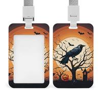 Raven Porte-badge d'Halloween vertical étanche avec lanière amovible durable pour enseignants d'usine de bureau