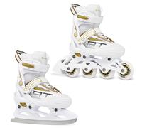 RAVEN Profession - Roller en Ligne - Patin à Glace 2 en 1 - Banc/Or - Taille 38-42 (25cm-27,5cm) - Régables