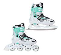 RAVEN Profession - Roller en Ligne - Patin à Glace 2 en 1 - Blanc/Menthe - Taille 38-42 (25cm-27,5cm) - Régables