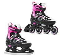 RAVEN Profession - Roller en Ligne - Patin à Glace 2 en 1 - Noir/Rose - Taille 35-39 (23cm-25,5cm) - Régables