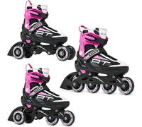RAVEN Profession - Roller en Ligne - Triskate - Patin à Roulette - 3 en 1 - Noir/Rose - Taille 38-42 (25-27,5 cm) - Ajustable