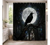 Raven Rideau de douche extra long en toile lavable avec crochets pour salle de bain, baignoire, appartement 183 x 243 cm
