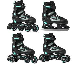 RAVEN Spirit - Roller en Ligne - Patin à Roulette - Triskate - Patins à Glace - 4en1 Taille Ajustable - Adulte, Enfant