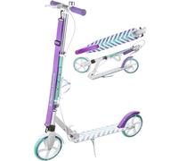 Raven Trottinette pour enfants et adultes - Pliable - Réglable en hauteur - Sangle de transport - Sonnette - Porte-bouteille (Pastelle PRO avec frein à main, 200 mm)