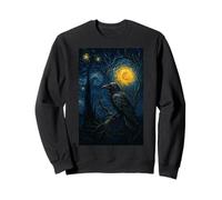 Raven Under Starry Night Moon Fantasy Art Scene Sweatshirt