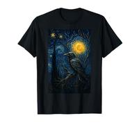Raven Under Starry Night Moon Fantasy Art Scene T-Shirt