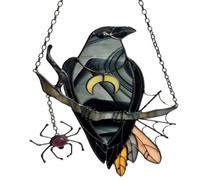 Raven Wall Decor - Elegant Crow Ornement, Metal Gothic Home Statues Pack | Anti Rust No Trace Wall Mount Metal Construction Structure | Bedroom Living Dining Rooms Decor, Wisdom Bird Figurine