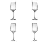 Ravenhead Lot de 4 verres à vin blanc de luxe | 400 ml en verre recyclé avec motif cannelé en relief | Ensemble de verres à vin élégants pour salle à manger et divertissement, passent au