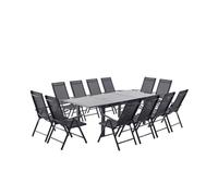 RAVENNE - salon de jardin extensible 12 places en aluminium gris
