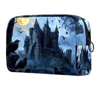 Ravens Castle Tree Full Moon Trousse à cosmétiques pour femme, trousse de toilette de voyage, grande pochette de maquillage pratique avec fermeture éclair, multicolore, 18.5x7.5x13cm/7.3x3x5.1in,