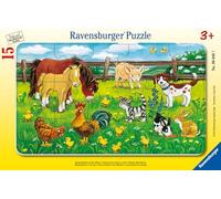 Ravensburger Puzzle Cadre 06046 – Animaux de la ferme au pré – 15 pièces