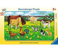 Ravensburger - 06046 - Puzzle Cadre - Animaux de la Ferme aux Pré - 15 pièces