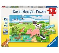 Ravensburger - 07582 9 - Puzzle - Bébés Animaux De La Terre - 2 x 12 Pièces | Fille ou garçon dès 3 ans - Puzzle de qualité supérieure - Carton épais et résistant - Lot de 2 puzzles - 2 posters inclus