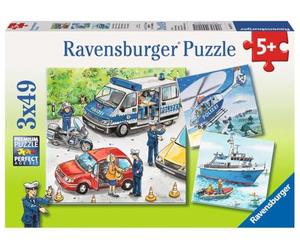 Ravensburger - 09221 5 - Puzzle - Forces De Police - 3 x 49 Pièces | Fille ou garçon dès 5 ans - Puzzle de qualité supérieure - Carton épais et résistant - Lot de 3 puzzles - 3 posters inclus