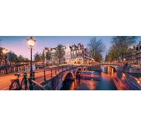 Ravensburger 12000446 12000446 Soirée à Amsterdam-1000 pièces Adultes et Enfants à partir de 14 Ans, Puzzle d'Amsterdam au Format panoramique