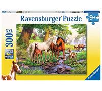 Ravensburger 12904 Animals Puzzle pour enfants à partir de 9 ans, avec 300 pièces au format XXL, motif de chevaux sauvages sur la rivière, pour enfants à partir de 9 ans, taille XXL, jaune, 19 x 14 cm