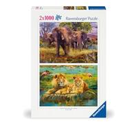 Ravensburger - 2 x Puzzle 1000 pièces - Animaux d'Afrique - 80526 - pour Adultes et Enfants dès 14 Ans - Premium Puzzle de qualité supérieure - Animaux