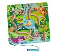 Ravensburger 2004873 Play+ Labyrinthe magnétique en Bois : Jungle, entraîne la motricité Fine, la dextérité et la Reconnaissance des Couleurs, Compagnon de Voyage, Jouet éducatif en Bois pour Enfants