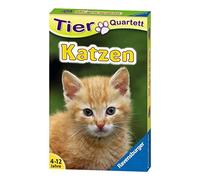 Ravensburger 20421 - Quatuor Animaux Chats, Classiques pour 3 à 6 Joueurs à partir de 4 à 12 Ans, 32 Races de Chats
