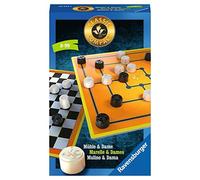 Ravensburger 20545 Classic Compact : Mill & Dame, Jeu Cadeau pour 2 Joueurs, à partir de 8 Ans, Format Compact, Jeu de Voyage, Classique