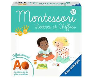 Ravensburger 20805 - Jeu Educatif Montessori - Lettres et Chiffres - Coffret sensoriel Multi-activités - Apprentissage des Lettres et des Chiffres - Dès 3 Ans, Taille Unique