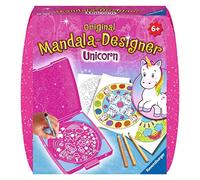 Ravensburger Kit créatif Mandala Designer Mini, Pochoir Licorne, Blanc, Dès 6 ans