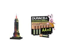 Ravensburger 3D Puzzle Empire State LED, 216 pièces, 10+ Ans, & Duracell AA Rechargeables 8 pcs, 2500mAh
