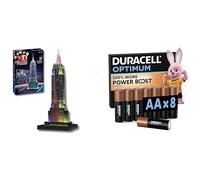 Ravensburger 3D Puzzle Empire State LED, 216 pièces, 10+ Ans, & Duracell Optimum AA 8 pcs, Power Boost
