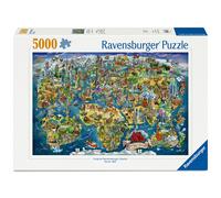 Ravensburger Puzzle 12001738 – Carte du Monde avec Monuments – 5000 pièces, poster inclus
