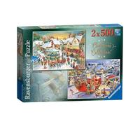 Ravensburger Collection de Noël n° 1 Marché de Noël et souper de Noël du Père Noël 2 x 500 pièces Puzzle pour adultes et enfants à partir de 10 ans