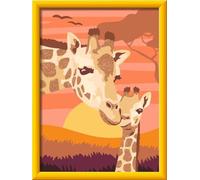 Ravensburger CreArt 12023130 - Girafe avec bébé - Peinture par numéro pour Enfants de 9 Ans et Plus, Set de Peinture avec Cadre, Pinceau, peintures acryliques, Cadeau pour Filles et garçons