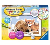 Ravensburger CreArt 20055 Peinture par numéros Motif Chien et Chat pour Enfants à partir de 7 Ans avec Cadre, pinceaux et peintures acryliques Cadeau pour Filles et garçons