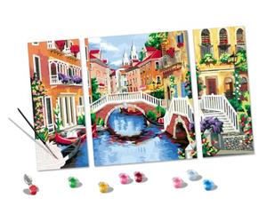 Ravensburger CreArt 20135 - Venetian Dreams - Triptyque à Peindre par Number Adults, Set de Peinture à Faire soi-même avec Pinceau et peintures acryliques