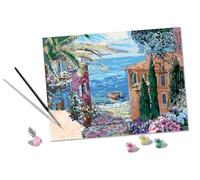 Ravensburger CreArt 20218 - Paysage méditerranéen - Peinture par numéro d'adultes, Ensemble de Peinture à Faire soi-même avec Pinceau et peintures acryliques