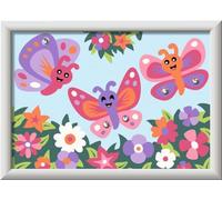 Ravensburger CreArt 23763 - Happy Butterflies - Peinture par numéro à partir de 7 Ans, Set de Peinture avec Cadre, Pinceau et peintures acryliques, Cadeau pour Filles et garçons, avec Paillettes