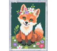 Ravensburger CreArt 23765 - Flowery Fox - peinture par numéro pour enfants de 9 ans et plus, set de peinture avec cadre, pinceau et peintures acryliques, cadeau pour filles et garçons, avec paillettes