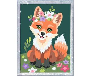 Ravensburger CreArt 23765 - Flowery Fox - peinture par numéro pour enfants de 9 ans et plus, set de peinture avec cadre, pinceau et peintures acryliques, cadeau pour filles et garçons, avec paillettes