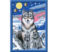 Ravensburger CreArt 27784 - Sweet Wolf Family - Peinture par numéro pour Enfants de 9 Ans et Plus, Ensemble de Peinture avec Cadre, Pinceau et peintures acryliques