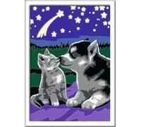 Ravensburger CreArt 27847 - Chien et Chat - Peinture par numéros dès 7 Ans, Set de Peinture avec Cadre, Pinceau et peintures acryliques, Cadeau pour Filles et garçons, Glow in The Dark