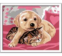Ravensburger CreArt 28031 - Best Friends - Peinture numérique pour Chiens et Chats pour Enfants de 9 Ans et Plus, Ensemble de Peinture avec Cadre