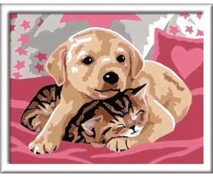 Ravensburger CreArt 28031 - Best Friends - Peinture numérique pour Chiens et Chats pour Enfants de 9 Ans et Plus, Ensemble de Peinture avec Cadre
