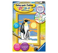 Ravensburger CreArt 28466 - Jolis Pingouins - Peinture par numéro pour Les Enfants de 7 Ans et Plus, Set de Peinture avec Cadre, Pinceau et peintures acryliques, Cadeau pour Filles et garçons