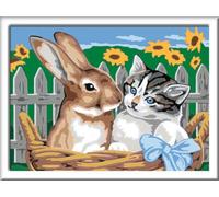Ravensburger CreArt 28477 Kit de Peinture par numéros Motif Lapin et Chat pour Enfants à partir de 9 Ans avec Cadre, pinceaux et peintures acryliques Cadeau pour Filles et garçons