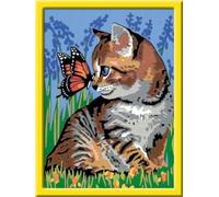 Ravensburger CreArt 28651 - Chat avec Papillon - Peinture par numéro pour Enfants de 9 Ans et Plus, Set de Peinture avec Cadre, Pinceau et peintures acryliques, Cadeau pour Filles et garçons