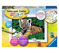 Ravensburger CreArt 29605 - Sweet Tiger - Peinture par Number Tiger pour Enfants de 9 Ans et Plus, Ensemble de Peinture avec Cadre, Pinceau et peintures acryliques, Cadeau pour Filles et garçons