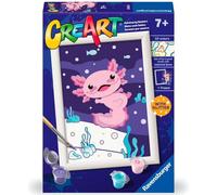 Ravensburger CreArt : Axolotl - Peinture avec Chiffres pour Enfants de 7 Ans et Plus, kit de Peinture avec Planches, Cadre, Pinceau et Couleurs Inclus, 14 x 19 cm, idées Cadeaux