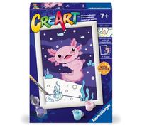 Ravensburger Kit peinture CreArt E Axolotl – numérotée, paillettes, cadre 13×18 cm, 7 ans